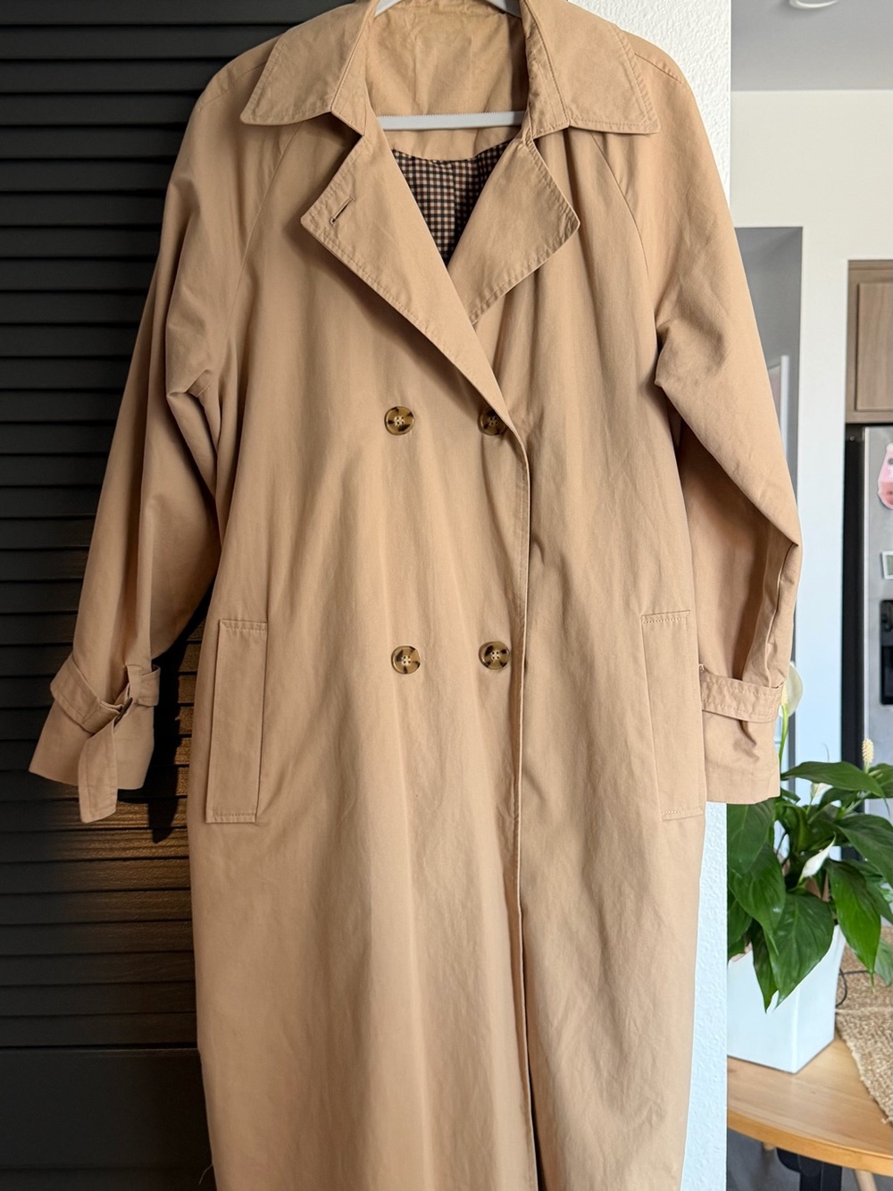 Classic Tan Double-Breasted Trench Coat